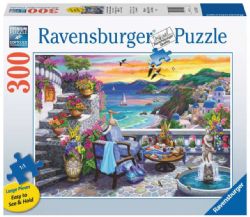 RAVENSBURGER CASSE-TÊTE 300 LARGES PIÈCES ADULTE - COUCHER DE SOLEIL À SANTORINI #17130